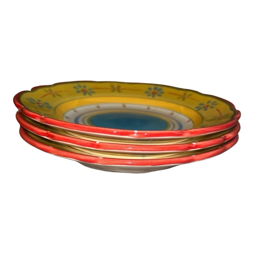 Petit Jardin Culinary Arts Set‎ of 3 Salad Plates 7.9” Yellow Red Blue